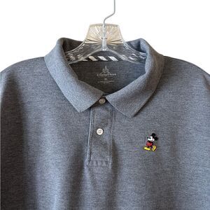 Disney Parks Mens Gray Polo Shirt with Embroidered Mickey Mouse
